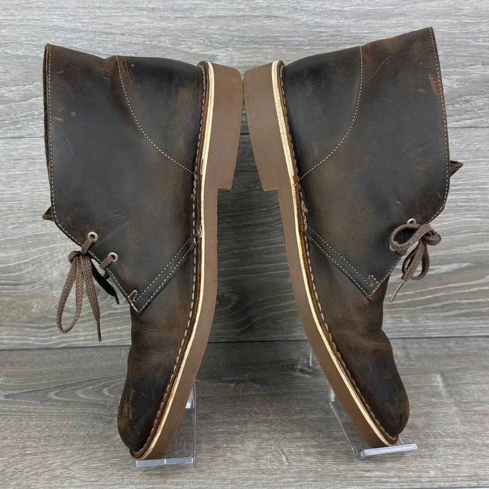 Clarks Bushacre II Men's Sz 12M Brown Beeswax Leather 2-Eye Lace Up Chukka Boots